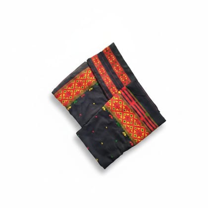 Traditional Black Ethnic Saree with Geometric Border