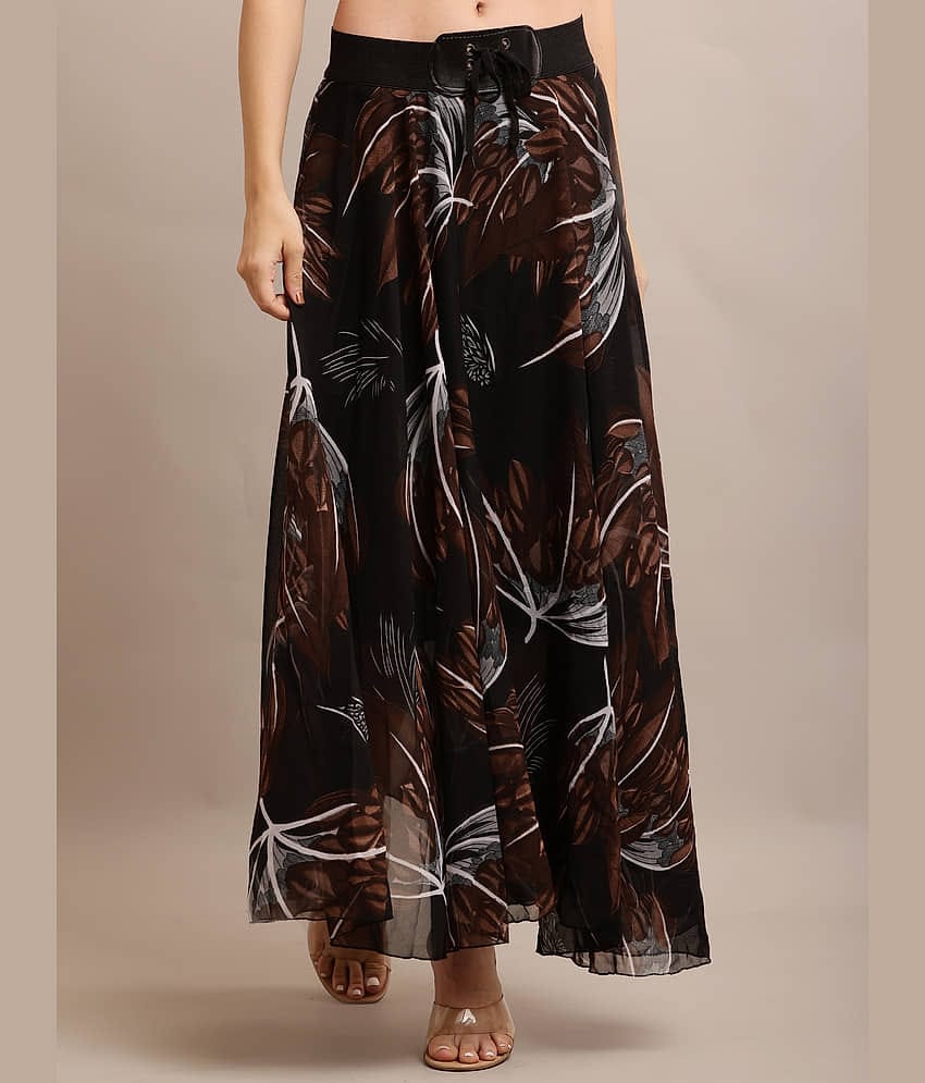 Raabta Fashion Black Georgette Women's Flared Skirt ( Pack of 1 )