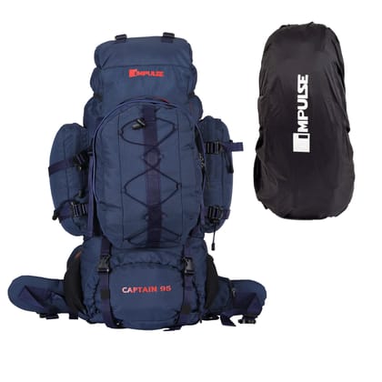 Impulse Captain Waterproof Rucksack Backpack with Rain Cover (Navy Blue, 95 L) Impulse Captain Waterproof Rucksack Backpack with Rain Cover (Navy Blue, 95 L) - Navy Blue