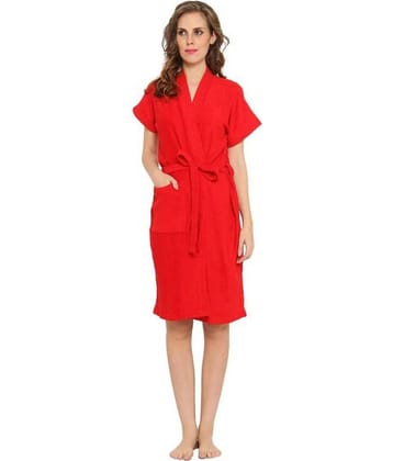 Poorak Red Free Size Bathrobe ( Pack of 1 )