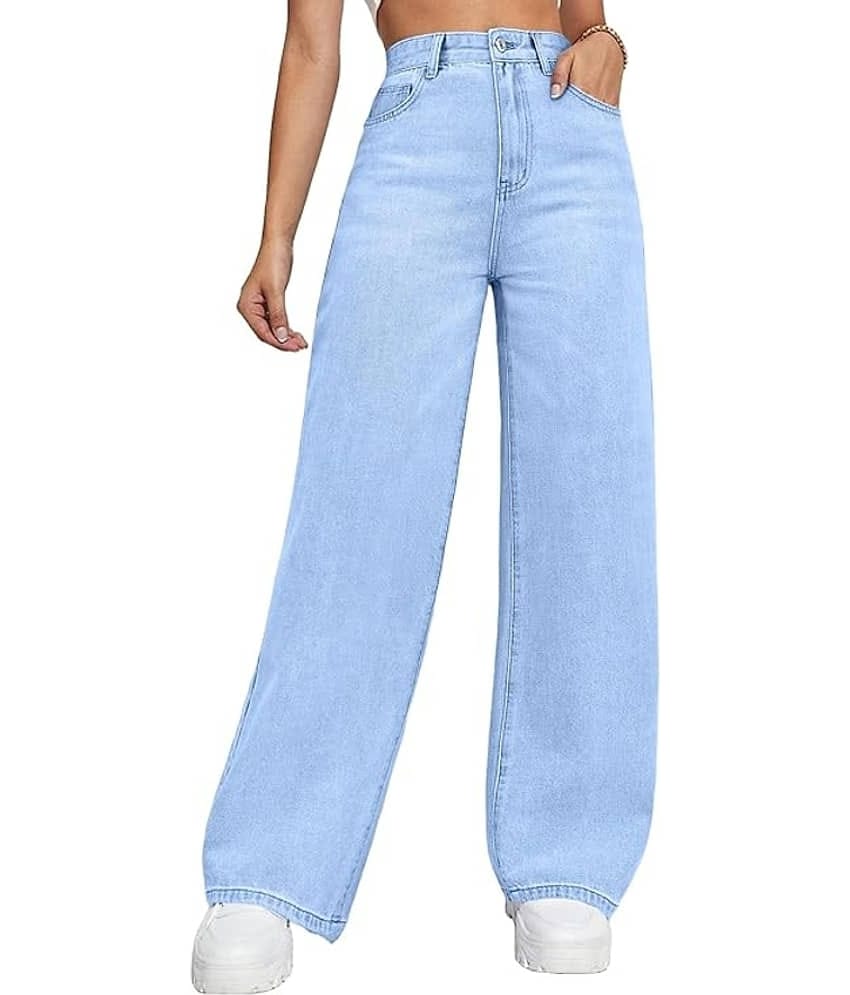 FSN Women's Straight Fit Mid-Rise Jeans ( Light Blue )