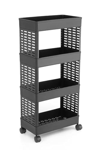 AVZEEGO Plastic Multipurpose 4-Tier Floor Mount Corner Shelf Kitchen Organizer Rack/Storage Shelf/Dish