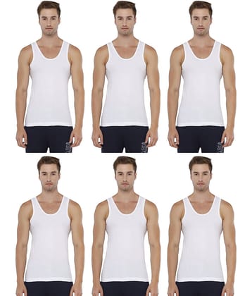 Rupa Pack of 6 Cotton Basic Vest For Men ( White )