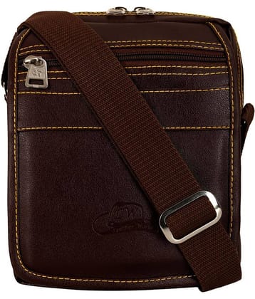 Leather World - Brown Solid Messenger Bags