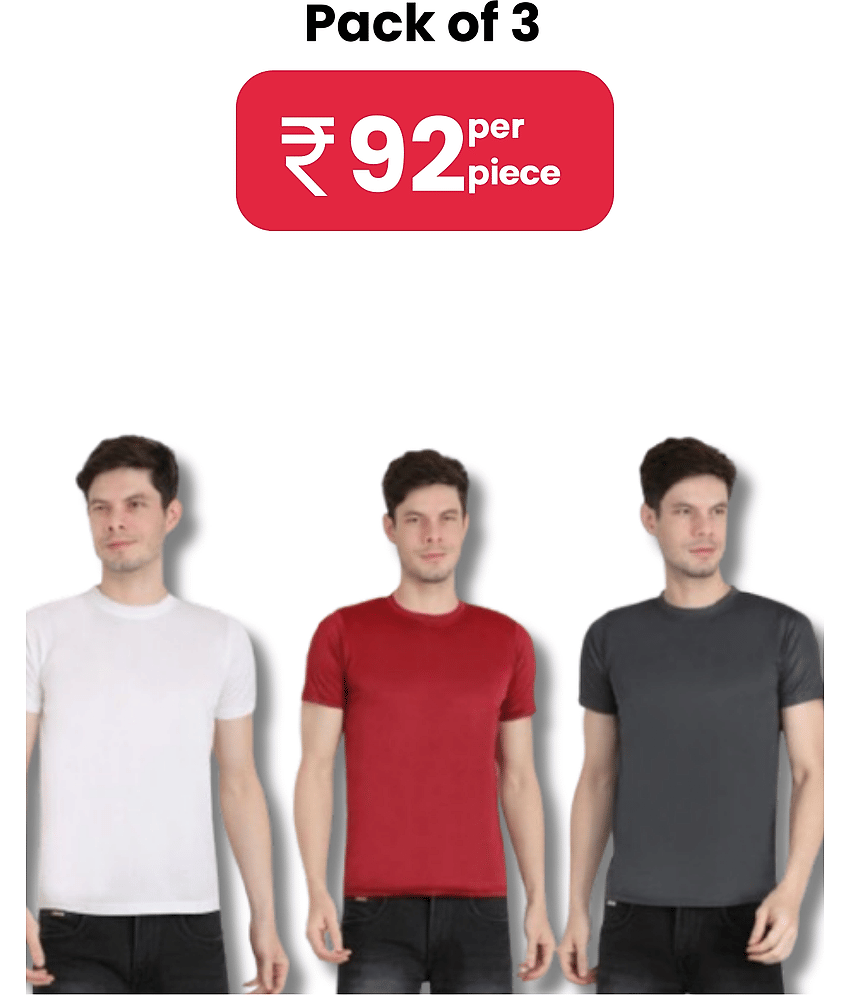 Ben Toi Pack of 3 Polyester Regular Fit Men's T-Shirt ( Black )