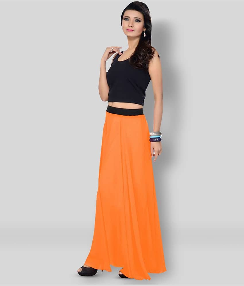 Sttoffa - Orange Georgette Women's A-Line Skirt ( Pack of 1 )