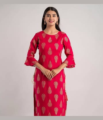 MAUKA - Red Rayon Women's Straight Kurti ( Pack of 1 )