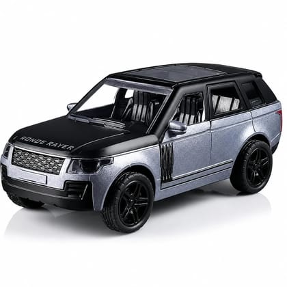Braintastic Model Diecast Car Toy Vehicle Pull Back Friction with Openable Doors Light & Music Toys for Kids Age 3+ Years (Range Rover Small Grey)