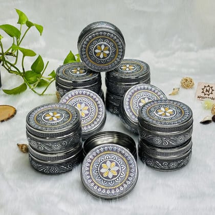 NAVRANG Stainless Steel Container Box Meenakari Storage Box Return Gifts (Pack of 12, Black)