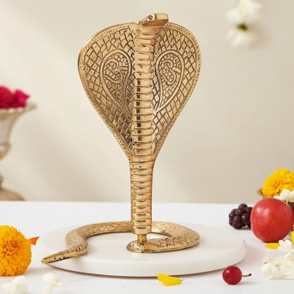 Brass Snake Coil For Shivling � Spiritual Accessory, 8 Inch, Height : 8 Inch (ZMAS299 F)