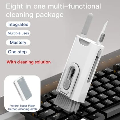8-in-1 AirPods & Mobile Cleaning Brush Kit | Multifunctional Electronics Cleaning Tool Set | Earbud, Smartphone, Keyboard & Earphone Cleaning Kit | Portable Dust Removal Kit
