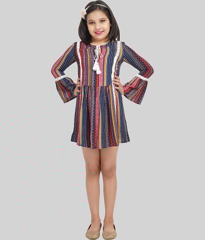 Being Naughty Rayon A-line Dress For Girls ( Pack of 1 , Multicolor )