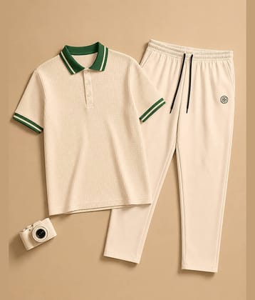 AUSK Beige Cotton Blend Relaxed Fit Men's Tracksuit ( Pack of 2 )