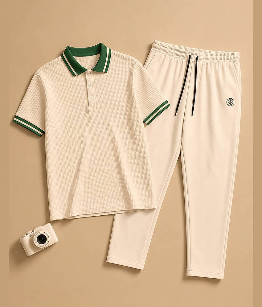 AUSK Beige Cotton Blend Relaxed Fit Men's Tracksuit ( Pack of 2 )