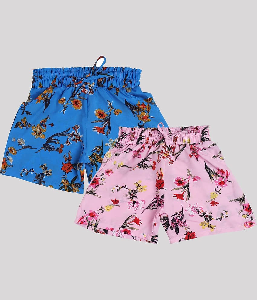 Arshia Fashions Pack of 2 Girls Crepe Bermudas ( Multicolor )