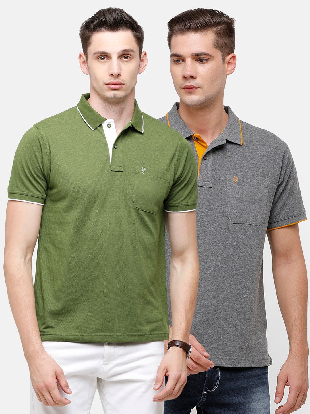 Classic Polo Men's Combo Double Pique Polo Half Sleeve Slim Fit T-Shirt Nova - Pack of 2