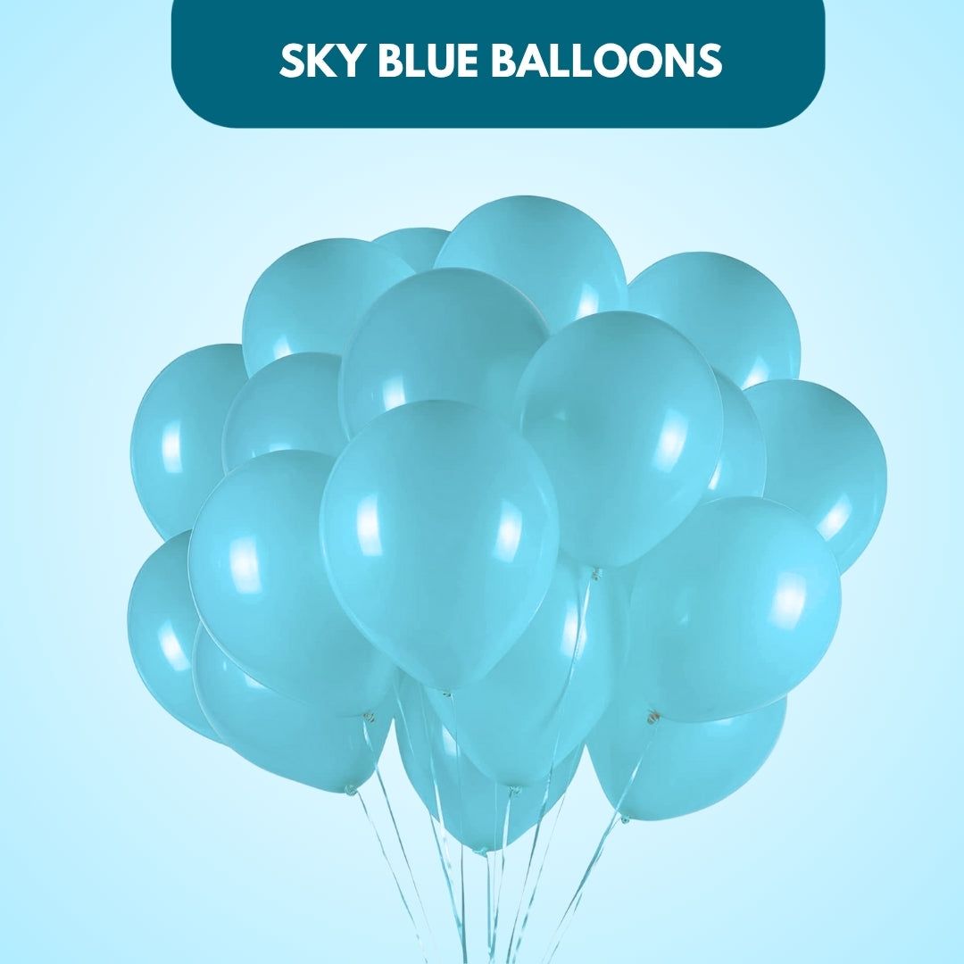 Sky Blue Latex/Rubber Balloons - Helium Quality - 12 inches - 20PC