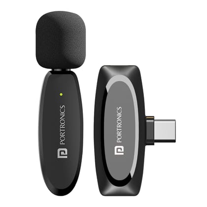 Portronics Dash 7 Type C Lapel Wireless Mic, Plug & Play, Noise Cancellation, Portable & Light