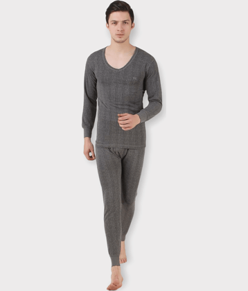 Hap Kings Pack of 1 Cotton Blend Thermal Sets For Men's ( Grey )