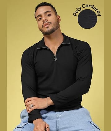 Rigo Men Polyester Slim Fit Solid T-Shirt ( Black )