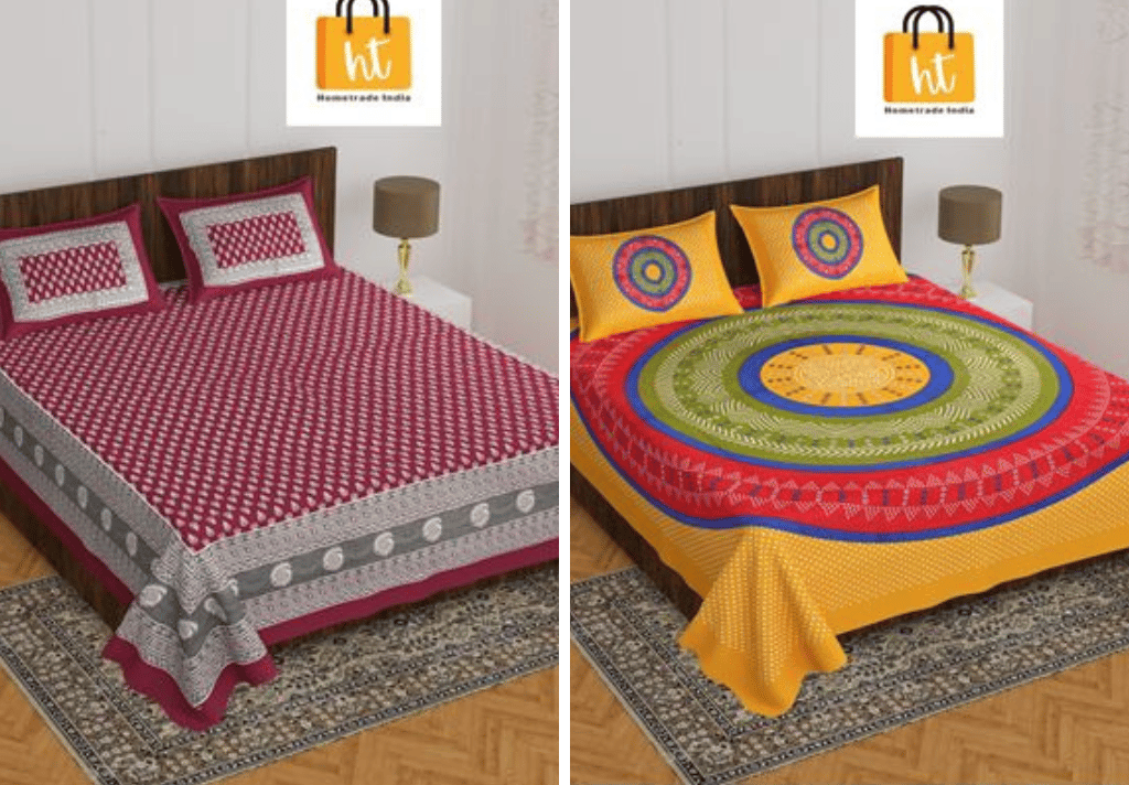 2201-Hometrade India- Standard Double Size (90*100 in )-Combo Double Bedsheet