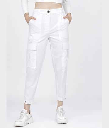 Tokyo Talkies Women Polyester Cargos Trousers ( White )