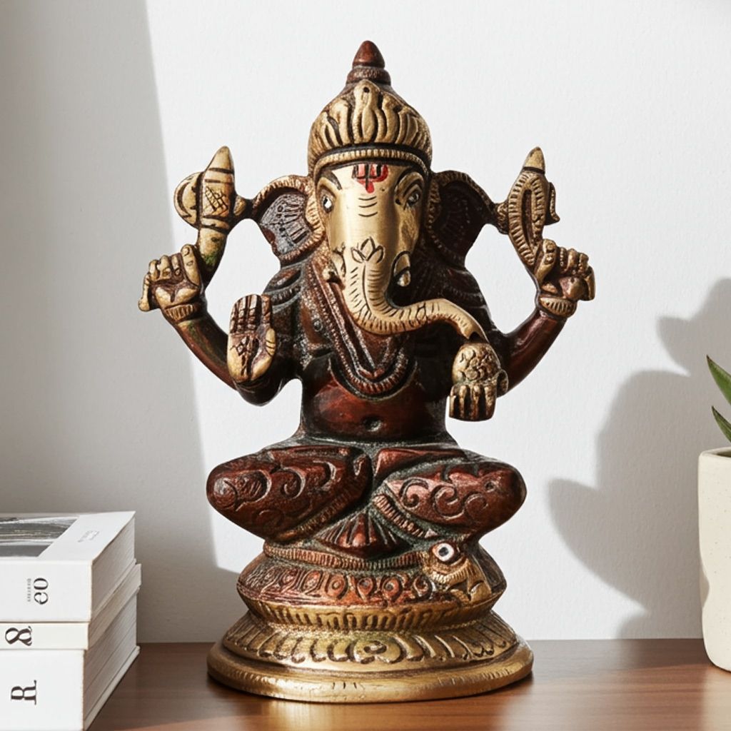 Brass Showpiece Ganesh Ji Statue (BSMAS1287 G)