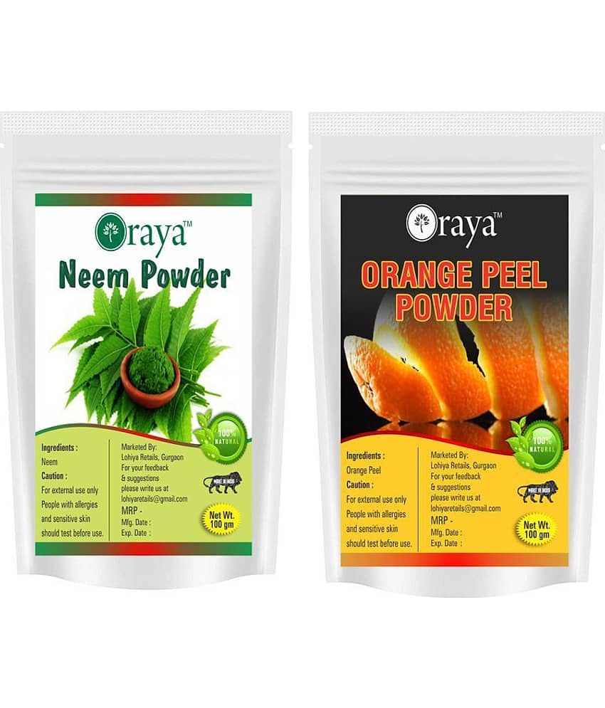 ORAYA 100% Pure Neem Powder And Orange Peel Powder Face Pack 200 gm Pack of 2