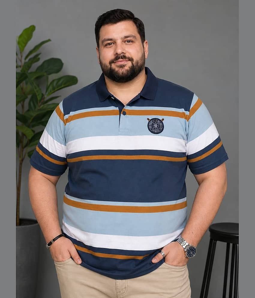 AUSTIVO Men Cotton Blend Regular Fit Striped Polo T Shirt ( Multicolor )