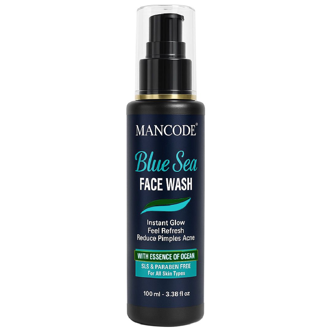 Mancode Blue Sea Face Wash 100ml | Deep Cleansing Face Wash for Men | Oil Control & Anti-Acne Formula | Hydrating & Refreshing Skincare