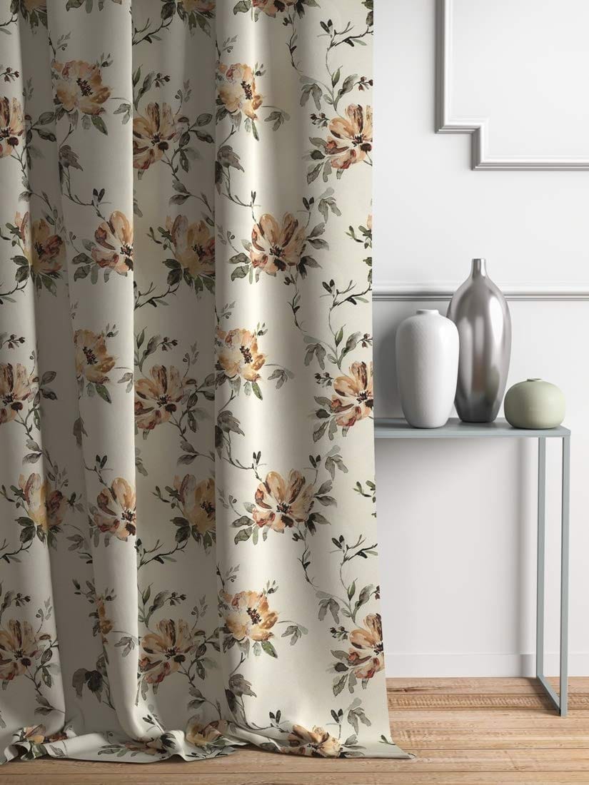 DDECOR - 100% PolyesterFloral PatternWindow 5 Ft|135 CM X 160 CM| - Brown