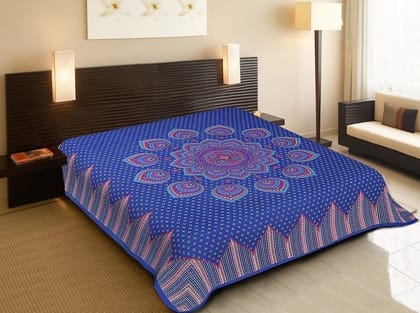 3001-Hometrade India-Standard King Size (90*108 Inches)-Buy Pure Cotton Jaipuri Printed Flat King Size Double Bedsheet With 2 Matching Pillow Cover 3001-Hometrade India-Standard King Size (90*108 Inches)-Buy Pure Cotton Jaipuri Printed Flat King Size Double Bedsheet With 2 Matching Pillow Cover