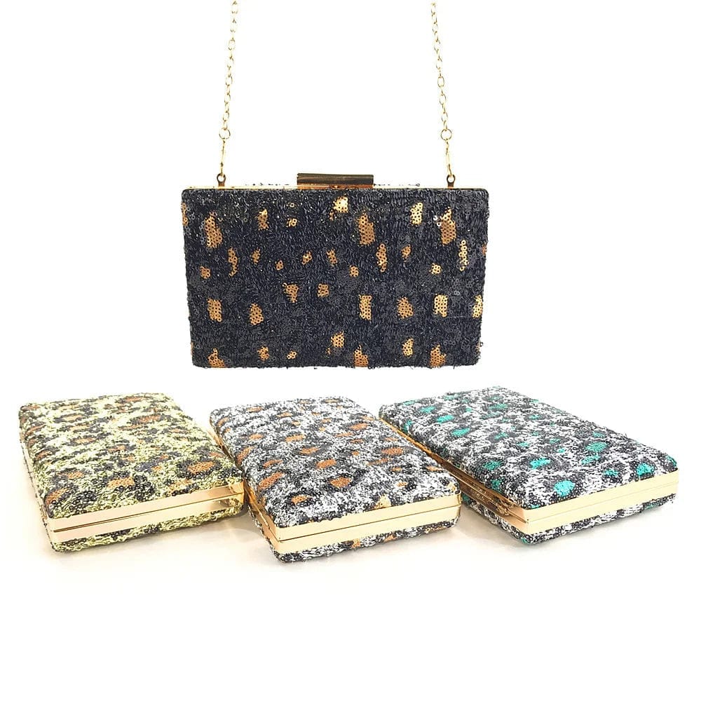 Amiqi Wholesale 4 Colors Spot Pattern Ladies Evening Bag Dress Clutch Bag Leopard Fancy Clutch Purses