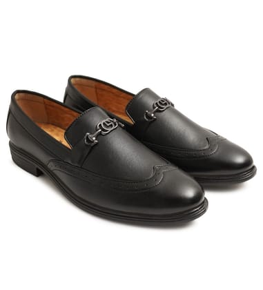 Mens Casual Faux Leather Solid Slip-on Formal Shoes Size 9 (Black)