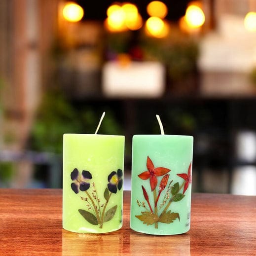 Lemongrass and Ylang Ylang Scented Eco-friendly Soy Wax Pillar Candles-Set of 2 - Vanilla
