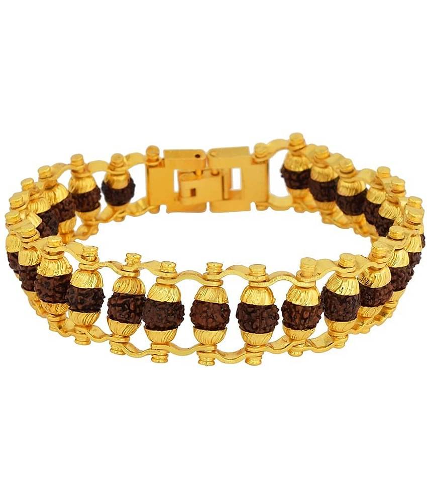 PAYSTORE Gold Plated Beaded Rudraksha Bracelet for Men
