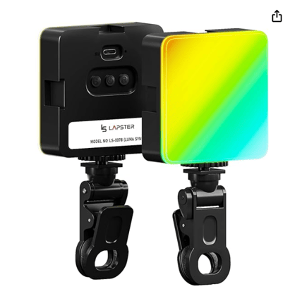 Lapster Luma sync RGB Light for video shooting youtube ,Zoom Meeting, Photography Lighting with Clip Dimmable and Rechargeable for Camera Selfie Stick Tripod Laptop Cellphone & other gadgets