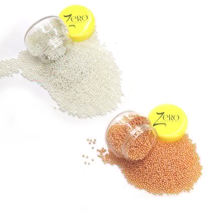 Brand Zero Micro Pearls 1.5 mm - Combo of Cantaloupe And White Color 20 Grams Each in Beautiful Jar