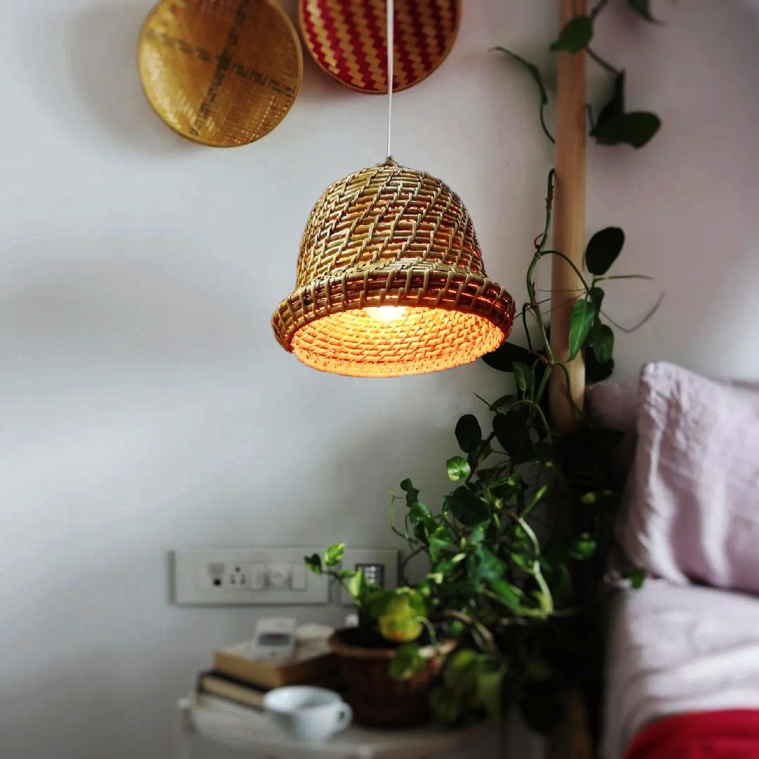 bamboo hanging bell lamp shade