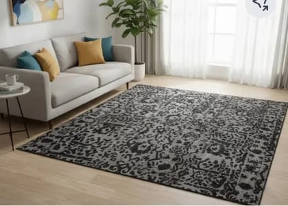 Hand Knitted Premium Rug Carpet | Heavy Quality 3 By 20 Weave | Black Grey Traditional Design | Durable Handmade Floor Rug | Size 8 X 10 Feet