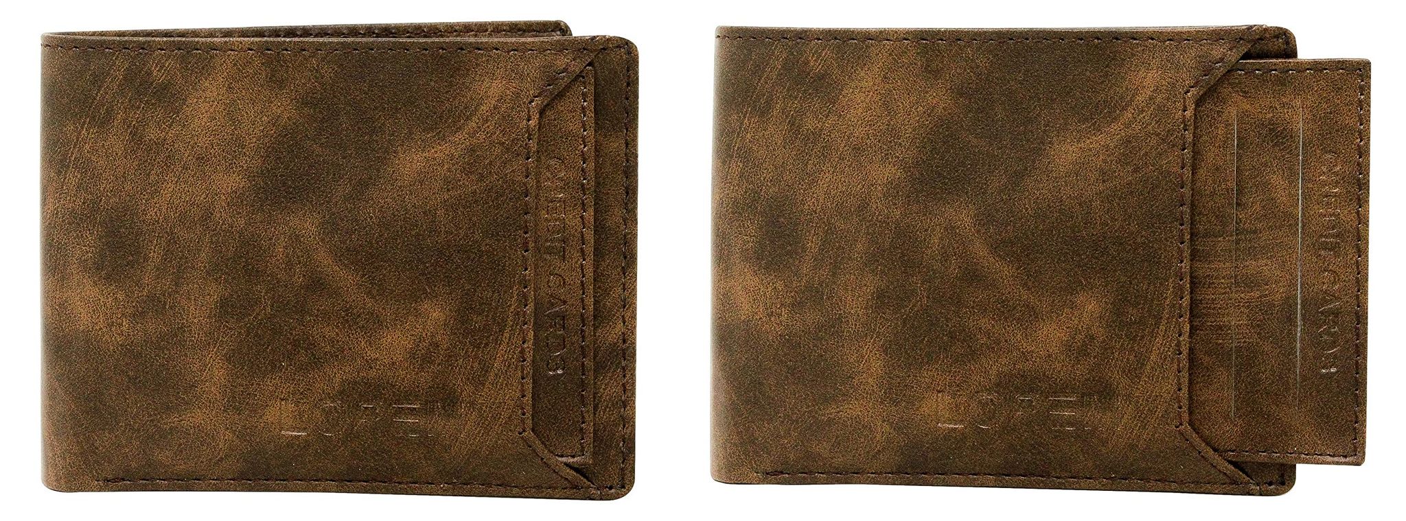 Removable Card Holder Bi-Fold Premium Faux Leather 7 ATM Card Slots Wallet for Men-B