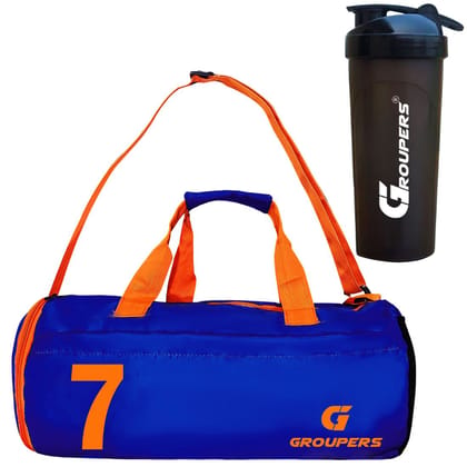 GROUPERS Combo Set of Duffle Polyester Bag with Shaker Bottle-700mllDuffle Bags Travel (Blue 07) GROUPERS Combo Set of Duffle Polyester Bag with Shaker Bottle-700mllDuffle Bags Travel (Blue 07)