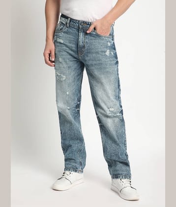 Bene Kleed Straight Distressed Men's Jeans - Blue ( Pack of 1 )