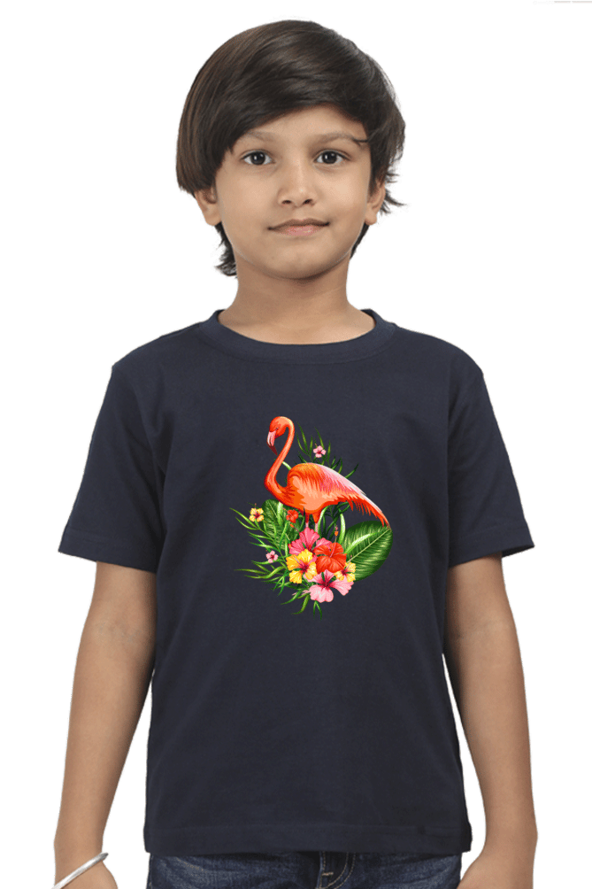Round Neck T-Shirt (Boys) - Fashionable Flamingo (10 Colours)