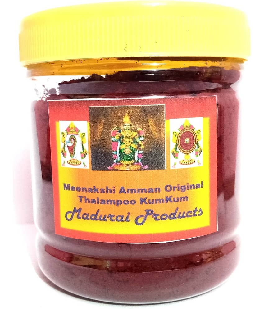 Madurai Products Sree Meenakshi Devi Original Asal Nayam Thalampoo Screw Pine flower Fragrance Red BOTTLE Kumkum kungumam bindi Powder Pack Single Piece 100 GRAM