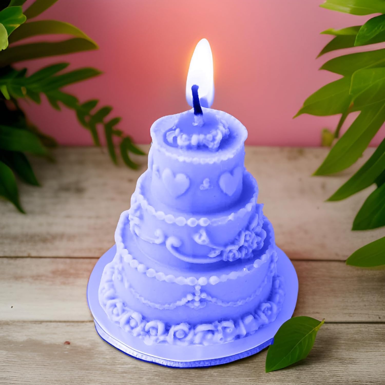 SS Enterprise Organic Soy Wax Cake Shape Designer Candle, Scented Aromatic Fragrance, Smoke-Free, Birthday Candle, Pack of 1, Green