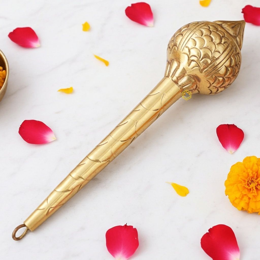 Brass Hanuman Mace, Gada � Handcrafted Gada For Puja & D�cor, Length : 6.5 Inch (ZMAS531 Y)