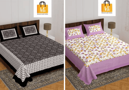 2201-Hometrade India- Standard Double Size (90*100 in )-Combo Double Bedsheet