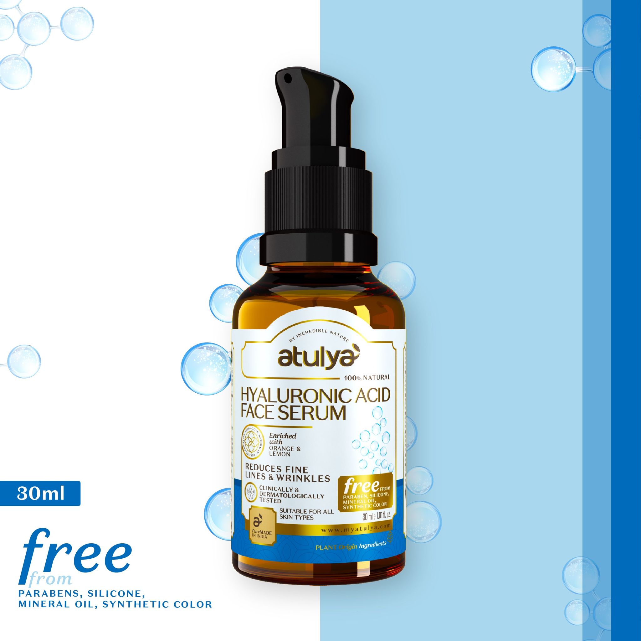 Atulya Hyaluronic Acid Face Serum for Fine Lines and Wrinkles - 30ml