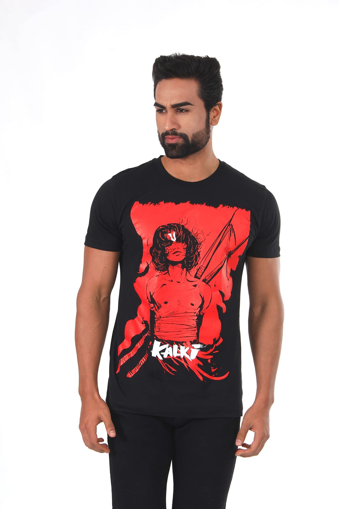Vimanika Comics Kalki Graphic Print Men Round Neck Black T-Shirt Pack of 1 Pcs